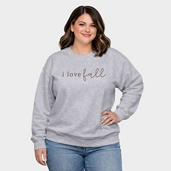 Embroidered I Love Fall - Women's Plus Sized Graphic Sweatshirt