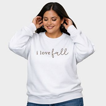 Embroidered I Love Fall - Women's Plus Sized Graphic Sweatshirt