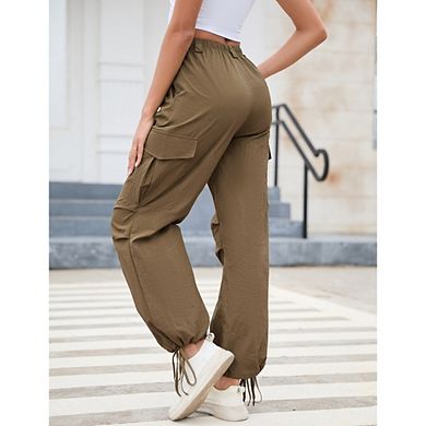 Women's High Waist Cargo Pants Casual Drawstring Waist Joggers with Pockets