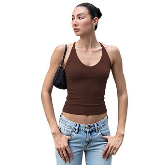 Women V Neck Tank Top Ribbed Long Tank Fitted Basic Cami Tops