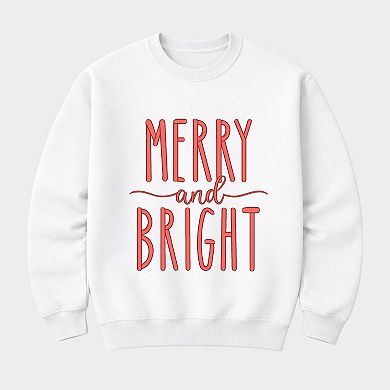 Embroidered Merry And Bright - Women's Plus Sized Graphic Sweatshirt