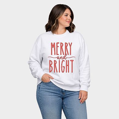Embroidered Merry And Bright - Women's Plus Sized Graphic Sweatshirt
