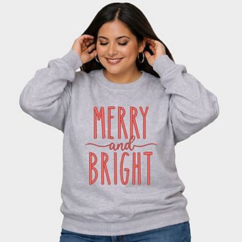 Embroidered Merry And Bright - Women's Plus Sized Graphic Sweatshirt