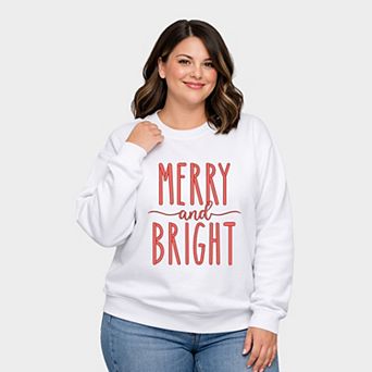 Embroidered Merry And Bright - Women's Plus Sized Graphic Sweatshirt