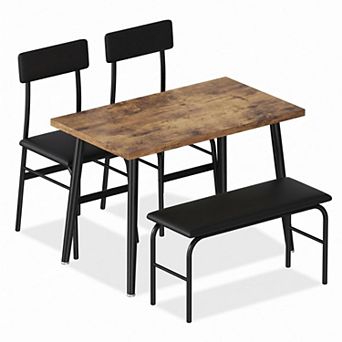 Space Saving Kitchen Dining Table Set Furniture with Upholstered Bench Seating for Apartment