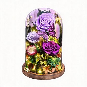 Forever Rose Glass Dome Light Gift Box Women Mother Birthday Christmas Couple Gift