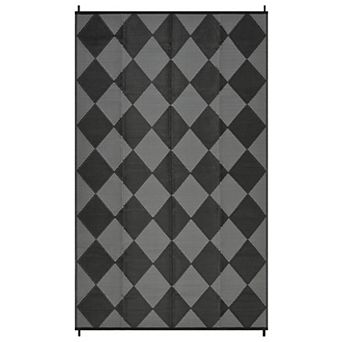 Modern Diamond Outdoor Rug Patio Waterproof, Geometric Outdoor Plastic Straw Rug