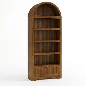 Farmhouse Arched Bookshelf, 6 tier Freestanding with Drawers & Open Storage for Home Office