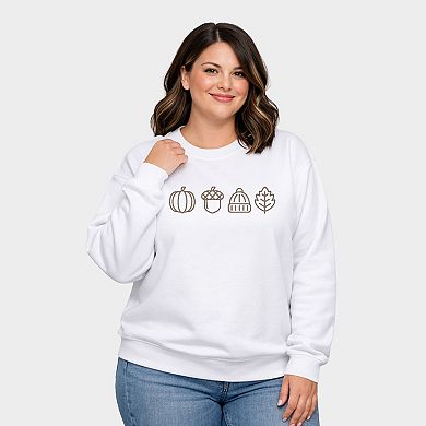 Embroidered Fall Icons - Women's Plus Sized Graphic Sweatshirt