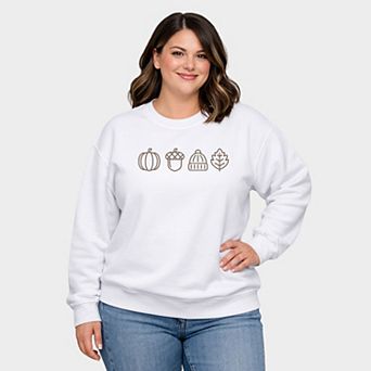 Embroidered Fall Icons - Women's Plus Sized Graphic Sweatshirt