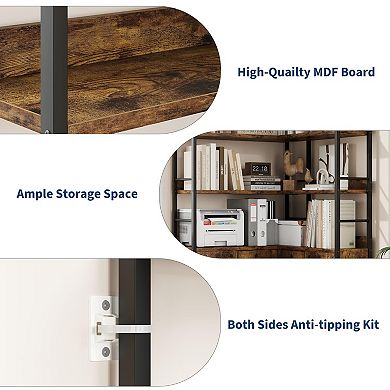 L-Shaped Corner Bookshelf with Storage, Large Display Shelf, Sturdy for Modern Living Room Bedroom