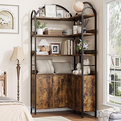 L-Shaped Corner Bookshelf with Storage, Large Display Shelf, Sturdy for Modern Living Room Bedroom