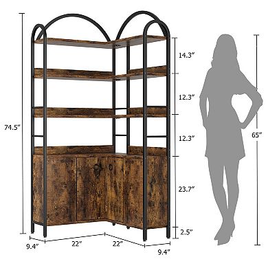 L-Shaped Corner Bookshelf with Storage, Large Display Shelf, Sturdy for Modern Living Room Bedroom