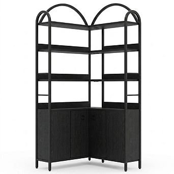 L-Shaped Corner Bookshelf with Storage, Large Display Shelf, Sturdy for Modern Living Room Bedroom