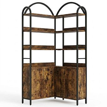 L-Shaped Corner Bookshelf with Storage, Large Display Shelf, Sturdy for Modern Living Room Bedroom