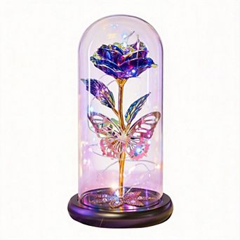 Glass Eternal Rose Dome Butterfly Women Mother Birthday Christmas Couple Gift