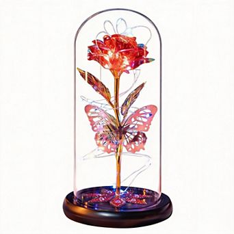 Glass Eternal Rose Dome Butterfly Women Mother Birthday Christmas Couple Gift