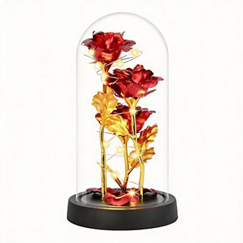 Glass Rose Light Up Dome Women Mother Birthday Christmas Couple Gift