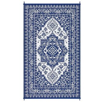 Waterproof Outdoor Patio Rug, Large Plastic Straw Rugs, Non-Slip Reversible Mat