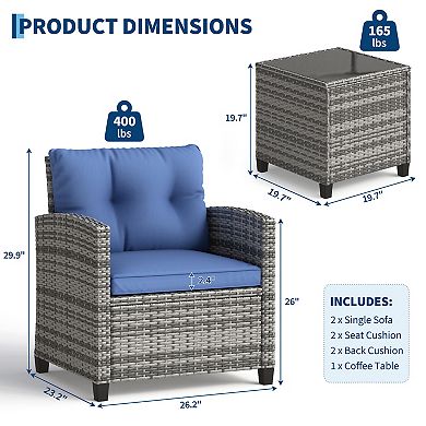 3 Pieces Patio Furniture Set