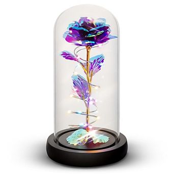 Rose LED Light Eternal Glass Women Mother Birthday Christmas Couple Gift