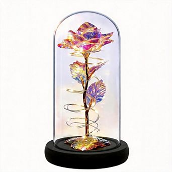 Rose LED Light Eternal Glass Women Mother Birthday Christmas Couple Gift