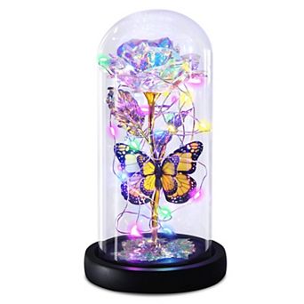 Galaxy Butterfly Rose Glass Dome Light Women Mother Birthday Christmas Couple Gift
