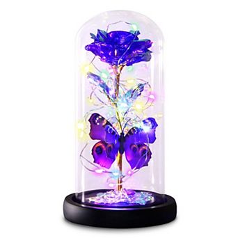 Galaxy Butterfly Rose Glass Dome Light Women Mother Birthday Christmas Couple Gift