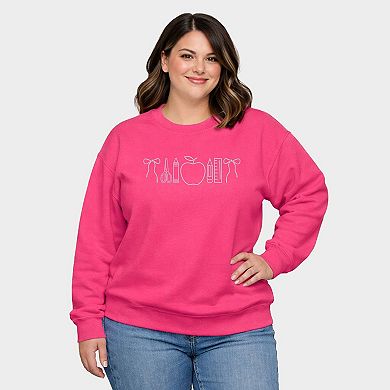 Embroidered Bows School Icons - Women's Plus Sized Graphic Sweatshirt