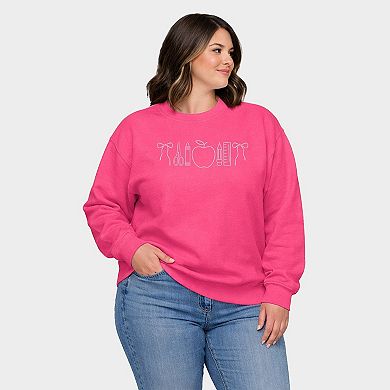 Embroidered Bows School Icons - Women's Plus Sized Graphic Sweatshirt
