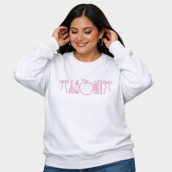 Embroidered Bows School Icons - Women's Plus Sized Graphic Sweatshirt