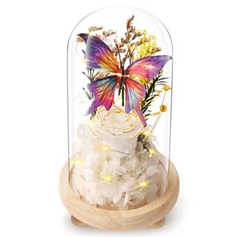 Forever Flowers Preserved Roses Light Glass Dome Women Mother Birthday Christmas Couple Gift
