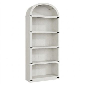 Arched Wooden Bookshelf with Doors, Rustic Display Storage Rack for Home Office Living Room