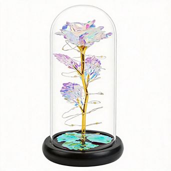 Galaxy Rose Glass Dome Forever Flower Women Mother Birthday Christmas Couple Gift