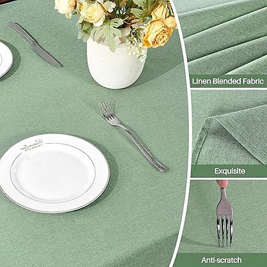 Textured Linen Tablecloth Rectangular Waterproof Wipeable Dining Cover