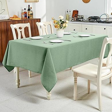 Textured Linen Tablecloth Rectangular Waterproof Wipeable Dining Cover