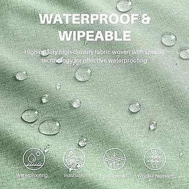 Textured Linen Tablecloth Rectangular Waterproof Wipeable Dining Cover