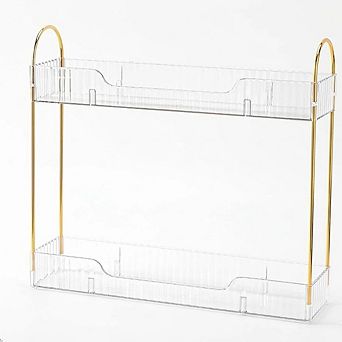 2 tier Slim Countertop Organizer with Clear Trays for Skincare Storage