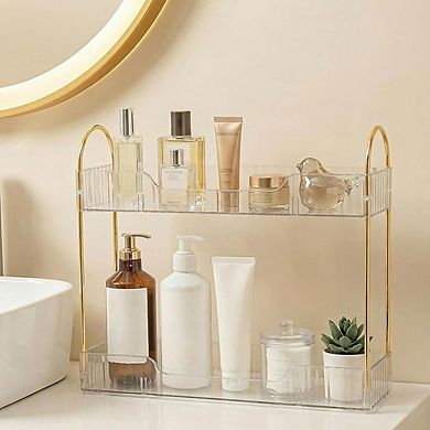 2-Tier Slim Countertop Organizer with Clear Trays for Skincare Storage