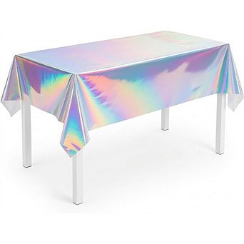 Iridescent Plastic Tablecloth, Disposable, Birthday Party, Rectangle