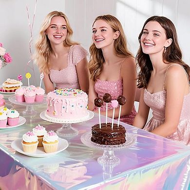 Iridescent Plastic Tablecloth, Disposable, Birthday Party, Rectangle