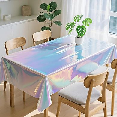 Iridescent Plastic Tablecloth, Disposable, Birthday Party, Rectangle