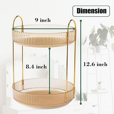 2-Tier Lazy Susan Countertop Organizer for Skincare and Perfume