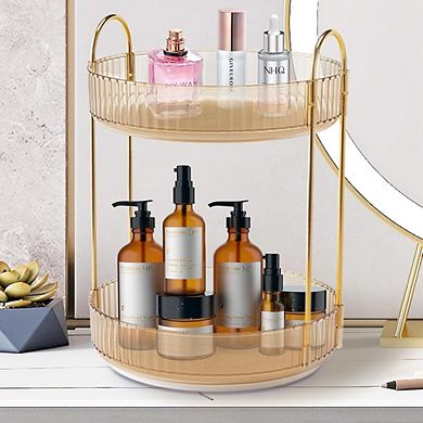 2-Tier Lazy Susan Countertop Organizer for Skincare and Perfume