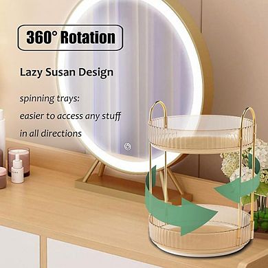 2-Tier Lazy Susan Countertop Organizer for Skincare and Perfume