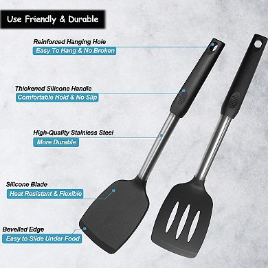 5-Piece Silicone Kitchen Utensil Set, Heat-Resistant Spatulas & Spoons, Stainless Steel Handles