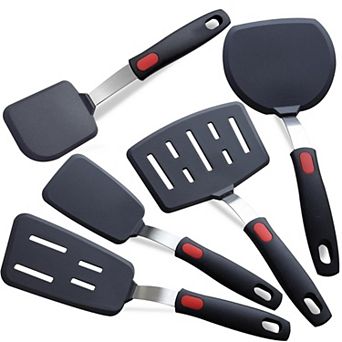 5-Pack Heat-Resistant Silicone Spatula Set for Nonstick Cookware, Dishwasher Safe