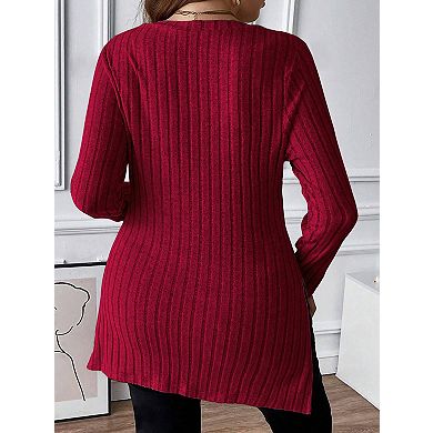 Women's Square Neck Long Sleeve Pullover Sweater Lightweight