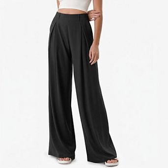 Women's Lightweight High Waisted Wide Leg Pants with Side Pockets