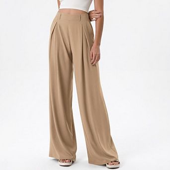 Women's Lightweight High Waisted Wide Leg Pants with Side Pockets